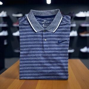 Nike Men's Navy Striped Polo Shirt